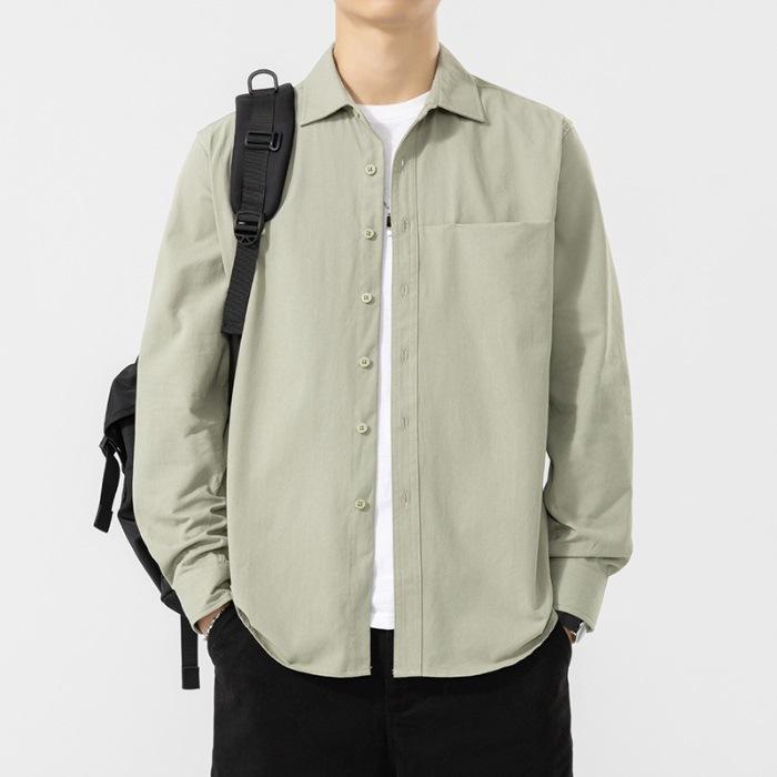 Spring and Summer Casual Long-sleeved Shirt Men's Loose Shirt Jacket Pure Cotton White Inch Shirt Thin Jacket