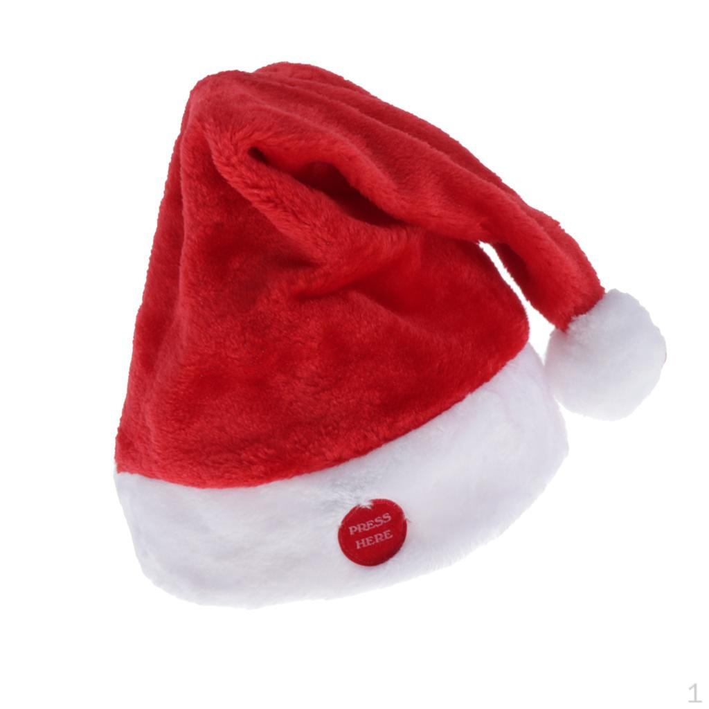 Santa Claus Hat Swinging with Music Christmas Gift for Kids Adults Red Velvet