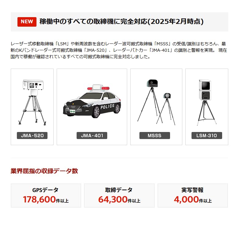 Modell 2025 Yupiteru Laser-Radarwarner Vollständig kompatibel mit allen Verkehrsüberwachungsgeräten Ausgestattet mit Reduziert unnötige Alarme durch & YPK-11T, Kameras,
