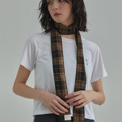 Moire Moa Mini Classic Check Wool muffler-Brown