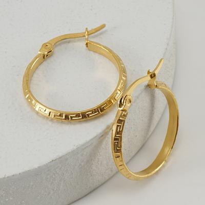 Stainless Steel Gold Plated Circle Twist Geometry Mosaic Zircon Earrings