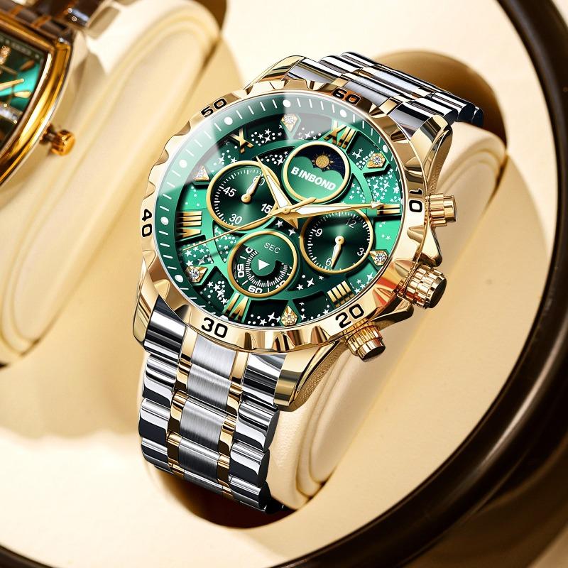 Binbang BINBOND steel belt multi-functional men's watch luminous waterproof quartz watch