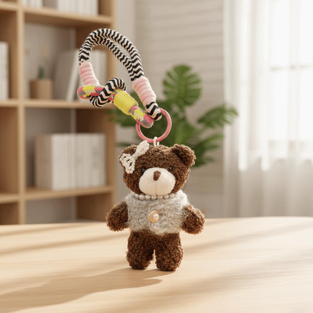 Cartoon Plush Bear Keychain Funny Key Ring Cute Bag Hanging Charms Girls