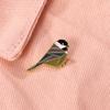 Geometric Line Enamel Alloy Brooch Cartoon Sparrow Bird Lapel Pin for Clothes Backpack Decoration Adjustable Anti-slip Badge Accessory