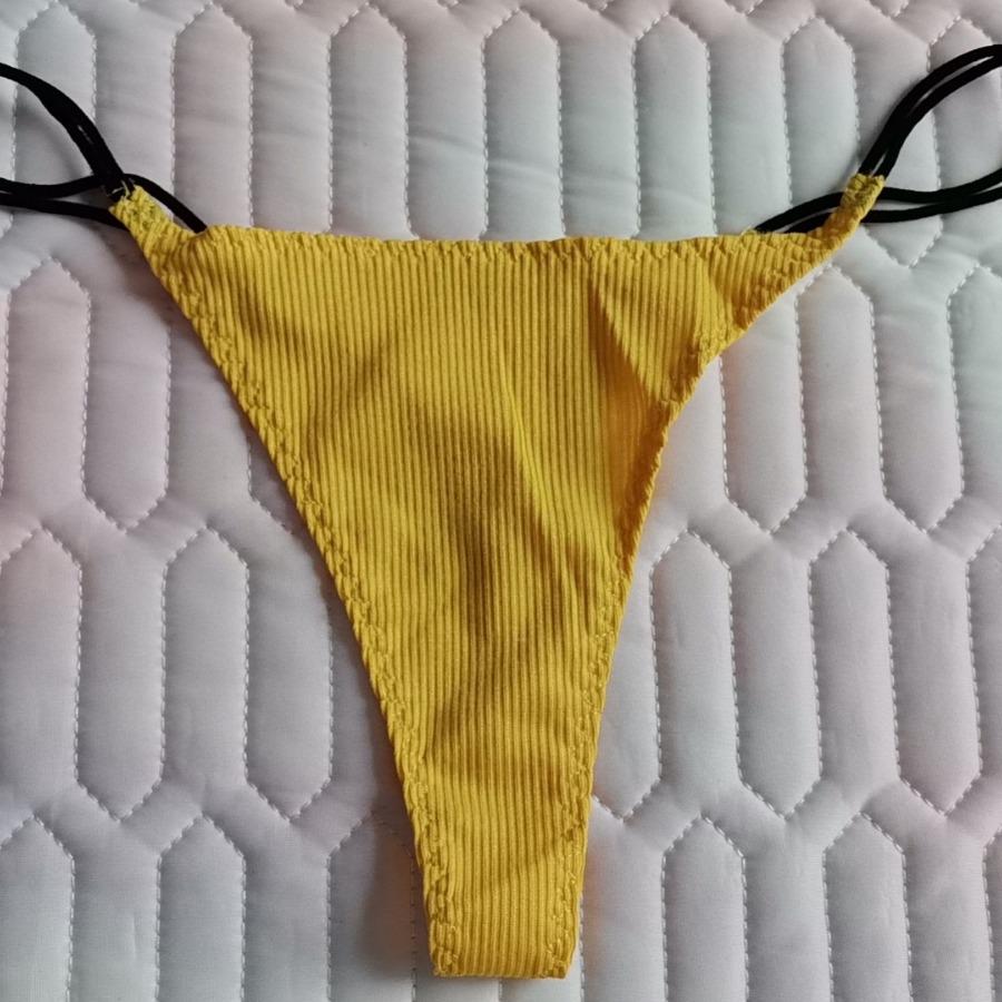 European & American Ribbed Cotton Women's Thong with Fine Straps - Comfortable, Breathable, & Sexy T-Back