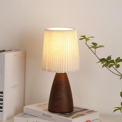 Vintage LED Table Lamp Bedroom Pleated USB Study Night Light Indoor Room Desktop Decorative Ambiance Bedrooms LED Bedside Lamps
