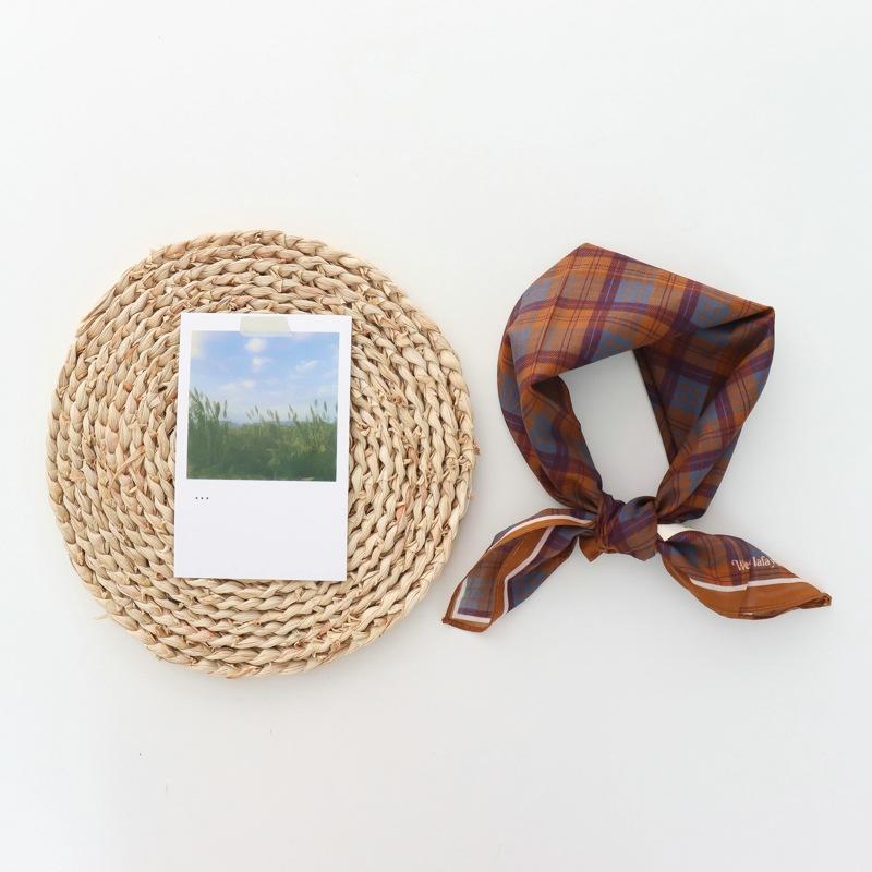 100% Cotton Striped Fresh All-Match Small Square Towel  New Fashion Closed Toe Scarf for Square Scarf Women Headband
