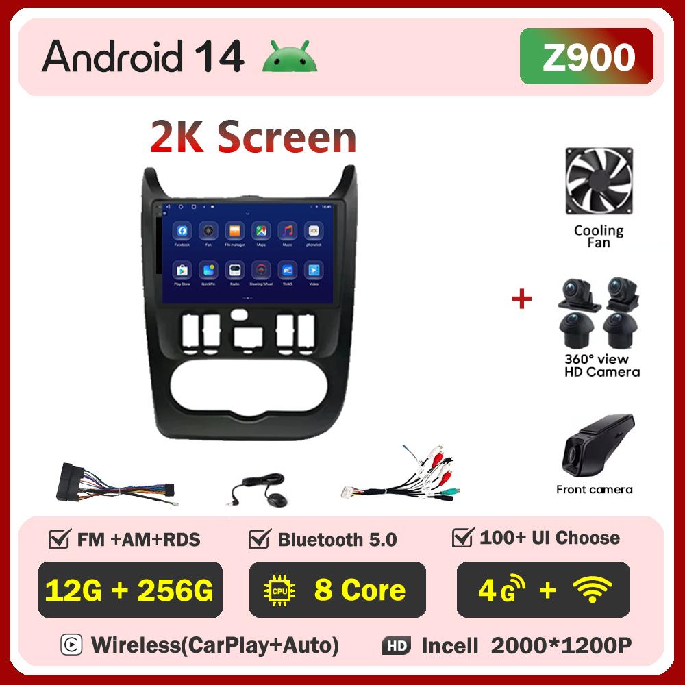 For Renault Logan 1 Sandero 2009-2015 Largus Dacia Duster Car Multimedia Video Player Touch Screen Android 14 Autoradio 5G Wifi