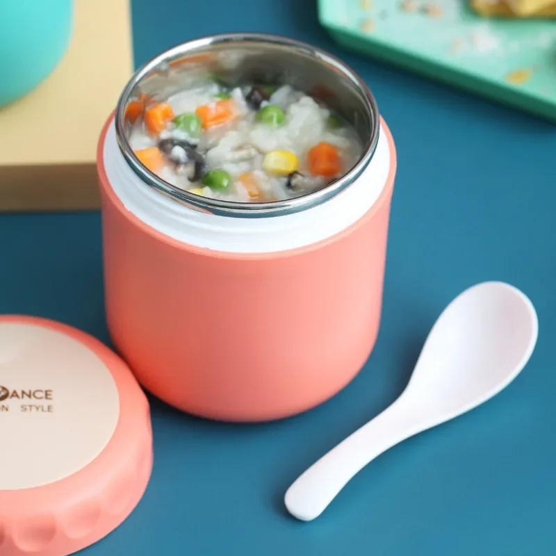 Stainless Steel Vaccum Cup Soup Lunch Box Storage Warmer With Spoon Food Thermal Jar Insulated Soup Thermos Containers Cooler
