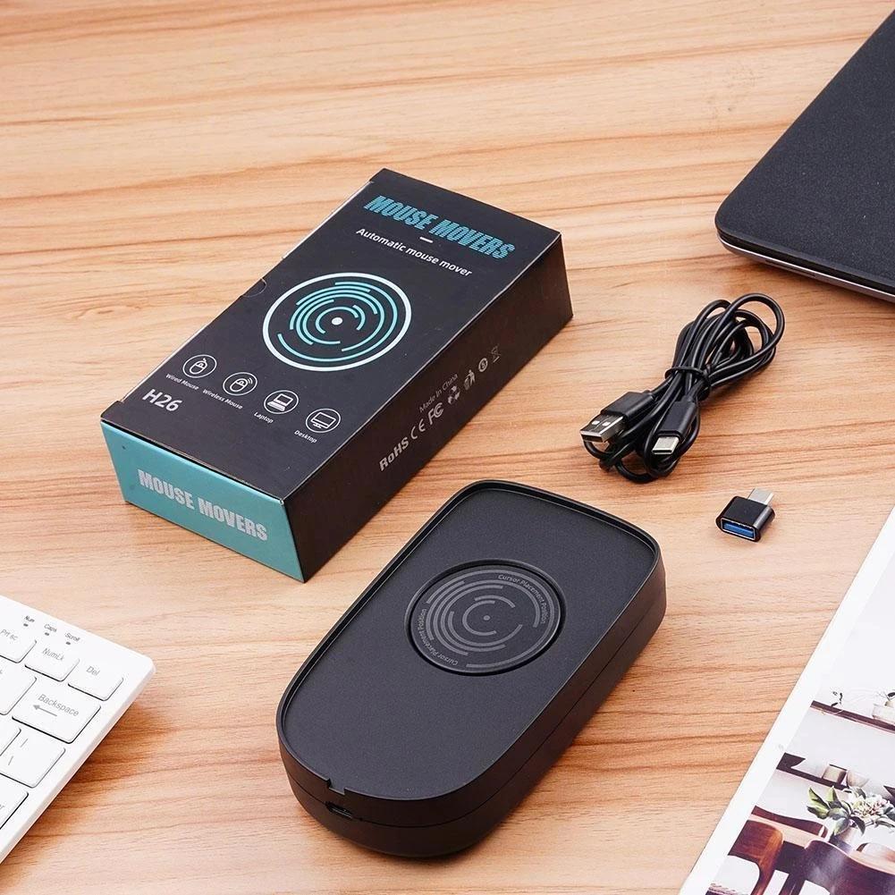

USB Mouse Jiggler with Button Adjustable Mouse Mover Wired Wireless Mouse Compatible for Computer Awakening for Keeps PC Active чорний