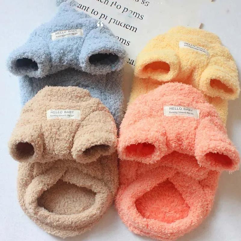 Weiches Fleece Warm Kleine Hundekleidung Winter Welpe Dicke Manteljacke für Katze Rundhals-Shirt mit Kordelzug-Schnalle Mittelgroße Hunde