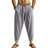 Men's Linen Loose Fit Color Wide Leg Pants with Tapered Hem for Business Casual