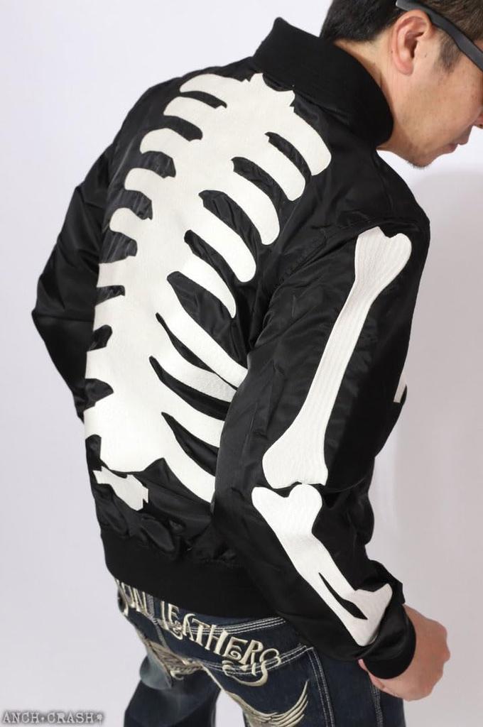 Nylon Twill Jacket Bone Embroidery XL [Vanson] NVJK-2502
