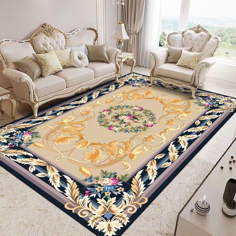 European Style Home Decoration Luxury Carpet for Living Room Floral Pattern Sofa Table Mat Antiskid Home Entrance Rug Easy Clean