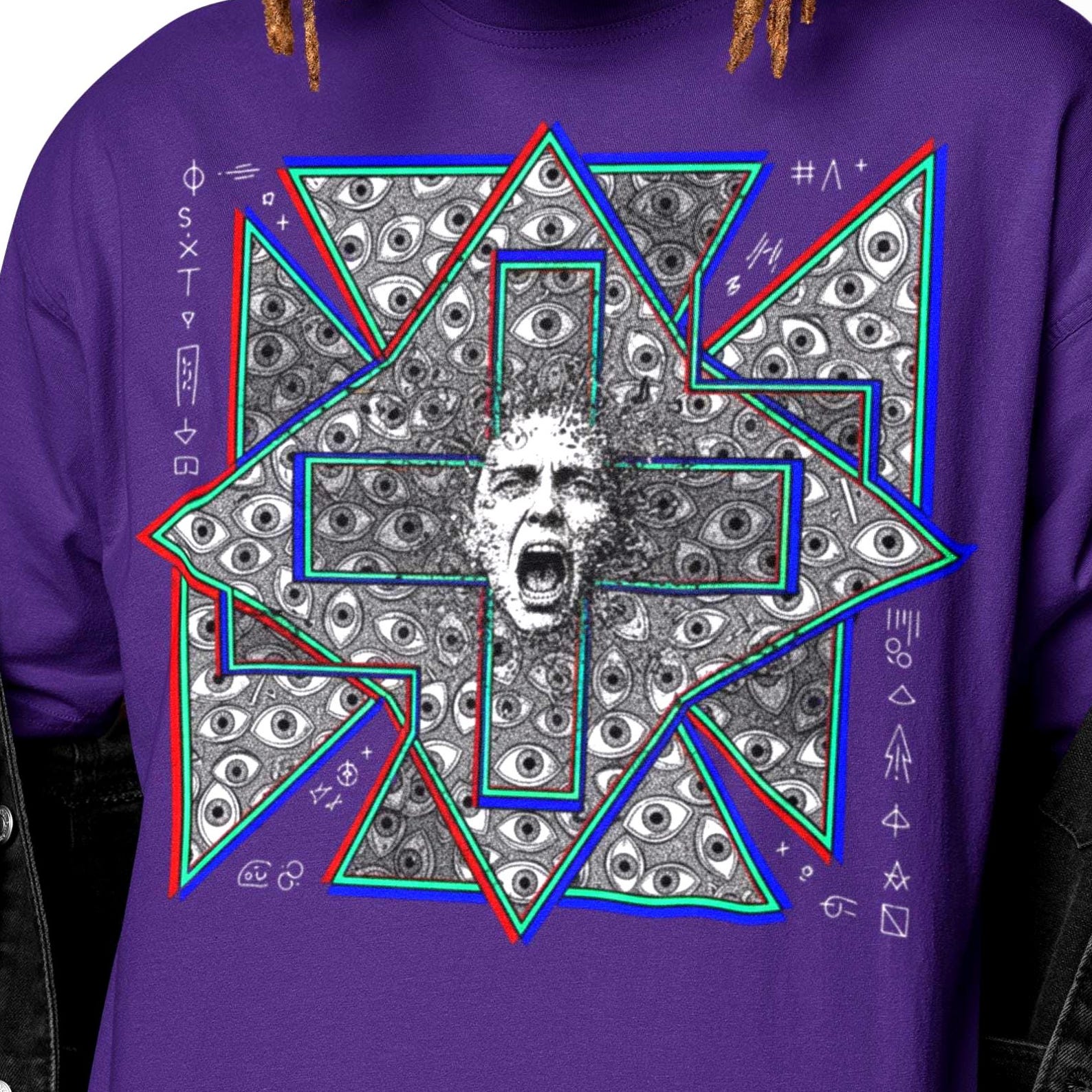 Chromatic Aberration Shirt | Weirdcore Glitch Tee | Surreal Horror Eyes Graphic T-Shirt 3XL