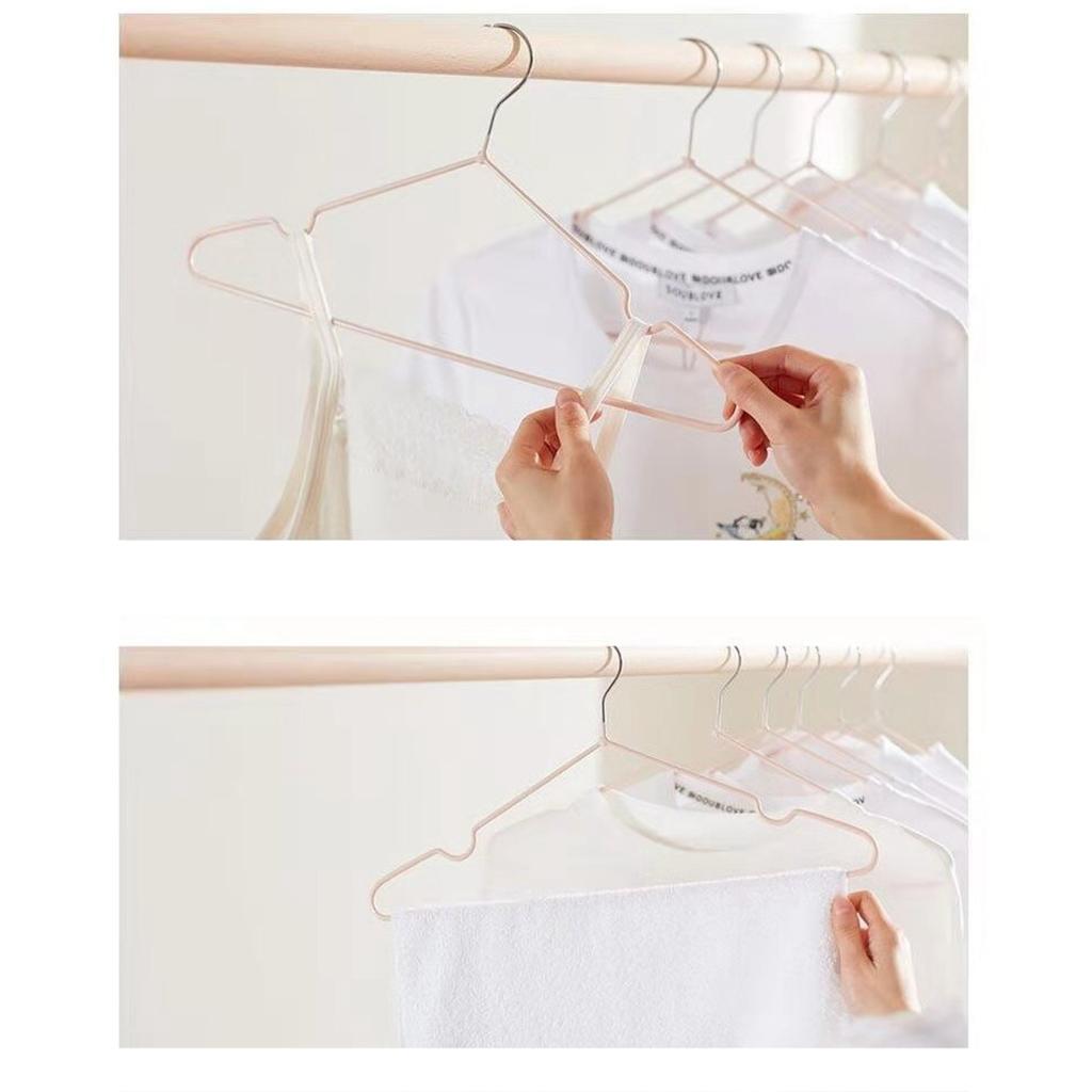 10PCS 40cm Clothing Hanger Coat Hanger Clothes Drying Rack Stainless Steel Laundry RackPink