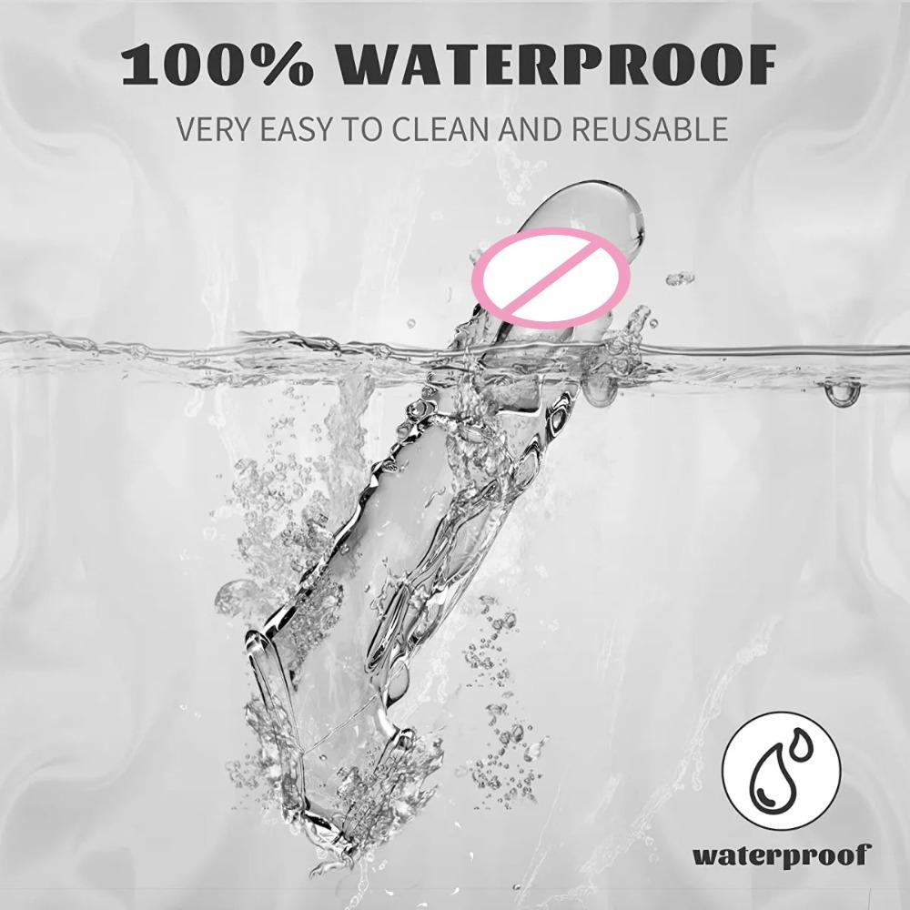 Reusable Penis Sleeve with Vibrator Penis Ring 19cm Clear Cock Ring Extender Soft Dick Enlarger for Couples Reusable Condoms