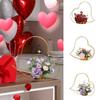 Heart Shaped Iron Wedding Baskets Geometric Metal Centerpieces Simulation Rose Valentine  Day Decoration Table Decoration