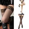 Sexy Leopard Print Patchwork Top Sheer Stockings for Women See Through Over Knee Thigh Highs Long Socks with Silicone
