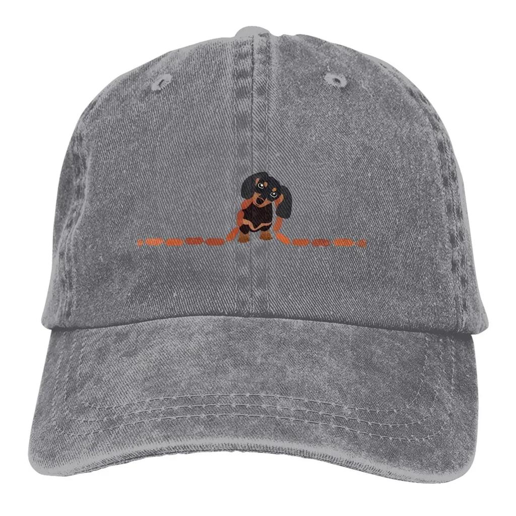Dachshund Cute Dog Lovers Denim Washed Mens Baseball Cap Trucker Snapback Caps Dad Hat Golf Hats One Size