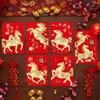 6Pcs Chinese Spring Festival Lucky Money Envelope 2026 New Year Stamping Print Envelope Creative Horse Red Pockets