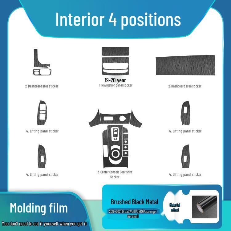 19-20 Great Wall Cannon Interior Carbon Fiber Gear Console Sticker