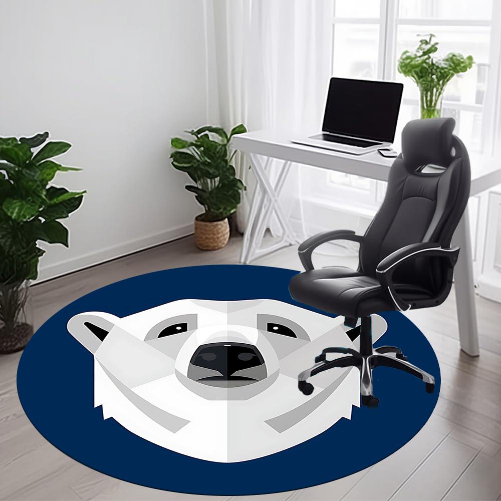 1pc Polar Bear Logo Office Round Area Rug, Under Office Chairs Bedroom Living Room Home Decor, Room Deco