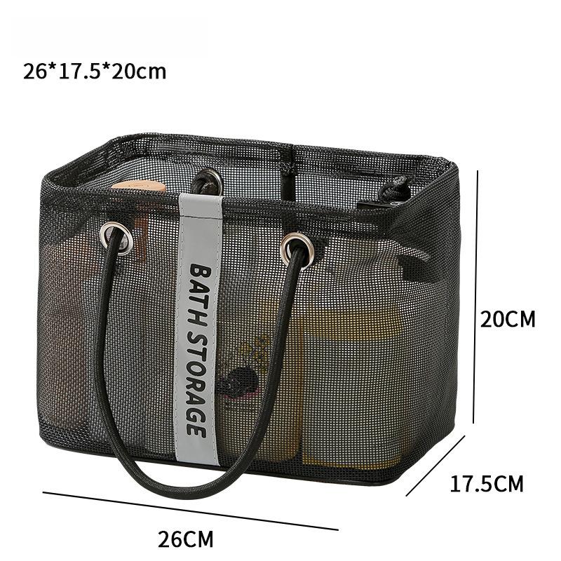 

1PC Large Capacity Bath Basket Drain Mesh Bath Bag Portable Hand-Held Toiletry Bag Travel Dirty Clothes Washing Storage Basket