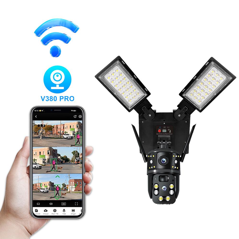 CrossV380 Solar 4G WiFi Street Light with Dual Lens, Waterproof Night Vision Camera.