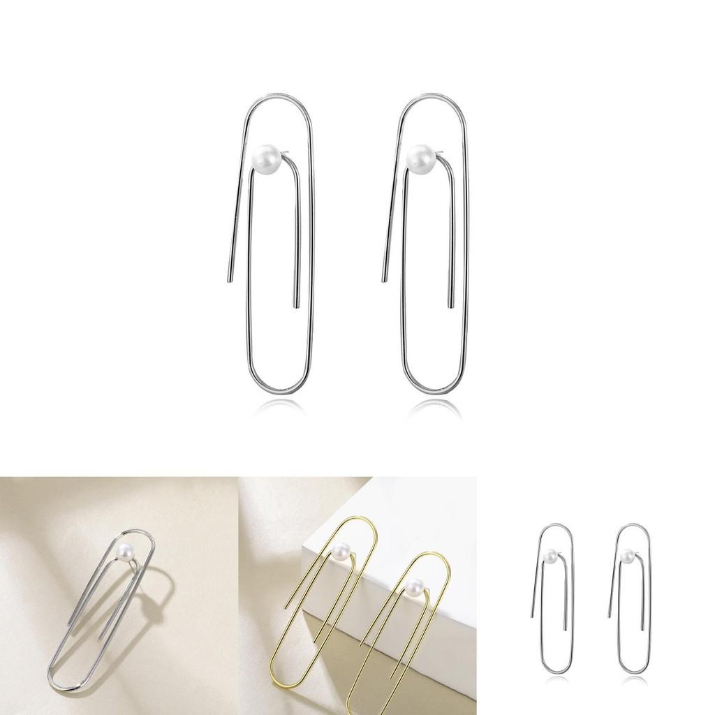 Geometric Pearl Earrings In U-shape Chic Statement Jewelry For Gifting