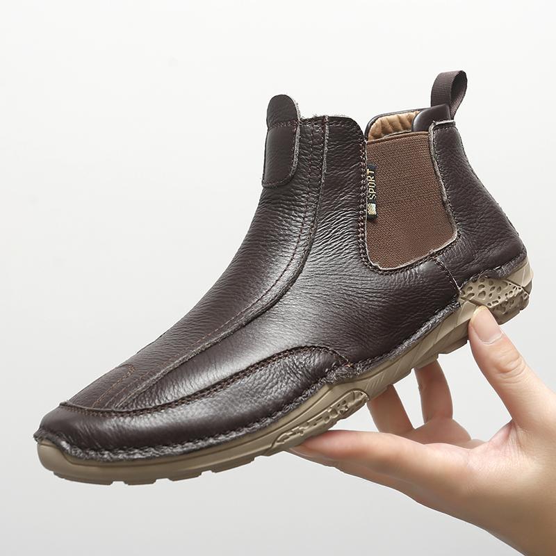 

Модные высокие универсальные кожаные туфли для мужчин, повседневная обувь для бизнеса, удобные уличные ботинки без застежек, модные короткие ботинки для мужчин 46 коричневый