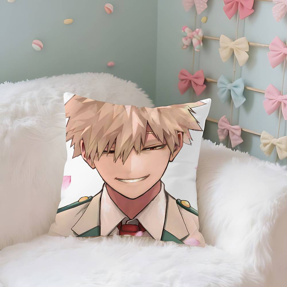 Cute BBakugo KatsukiS Anime Throw Pillow Covers Pattern Cushion Cover Suitable For Sofa Bedroom Car Pillow Cover