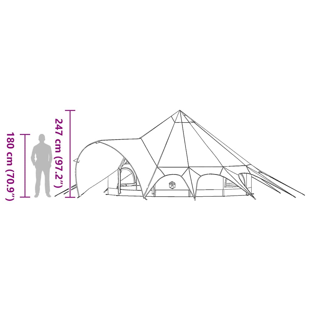 Teepee Tent for 5 Persons Gray and Orange 415 x 415 x 247 cm