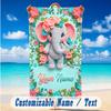 Elephant Theme Beach Towel Personalized Custom Name & Text Soft Quick Dry Beach Towel for Swimming Travel