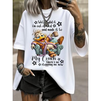 Damen Plus Size Einzigartiger Print Lässiges Kurzarm Rundhals Stretch Komfort Ganzjahres T-Shirt