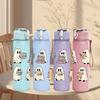 1PC Cute Little Ghost Group 750ml Color Plastic Sports Water Bottle Leakproof Flip Straw Lid Suitable for Sports Office Home Use