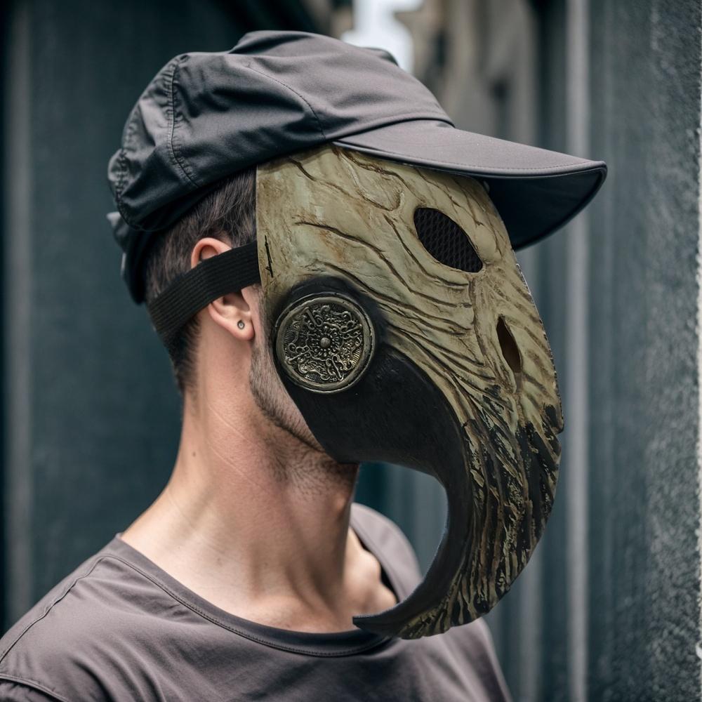 Gotická maska morového doktora Černá smrt Halloweenská párty Cosplay Steampunk Maska s ptačím zobákem Strašidelný kostým Masky s dlouhým nosem Vraní zobák