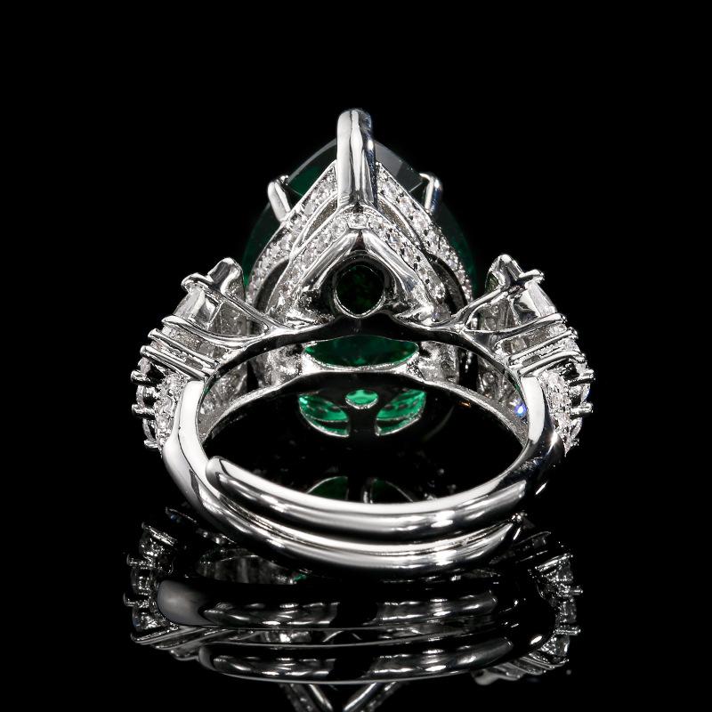 Jewelry New Ring Colorful Droplet Shaped Grandm Green Sea Blue Luxurious Women's