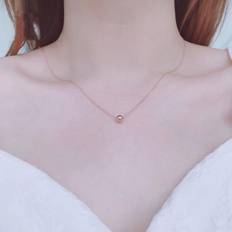 Starfuo 585 Rose & Purple Gold-Plated Bead Pendant Necklace - Trendy Russian Fashion for Women