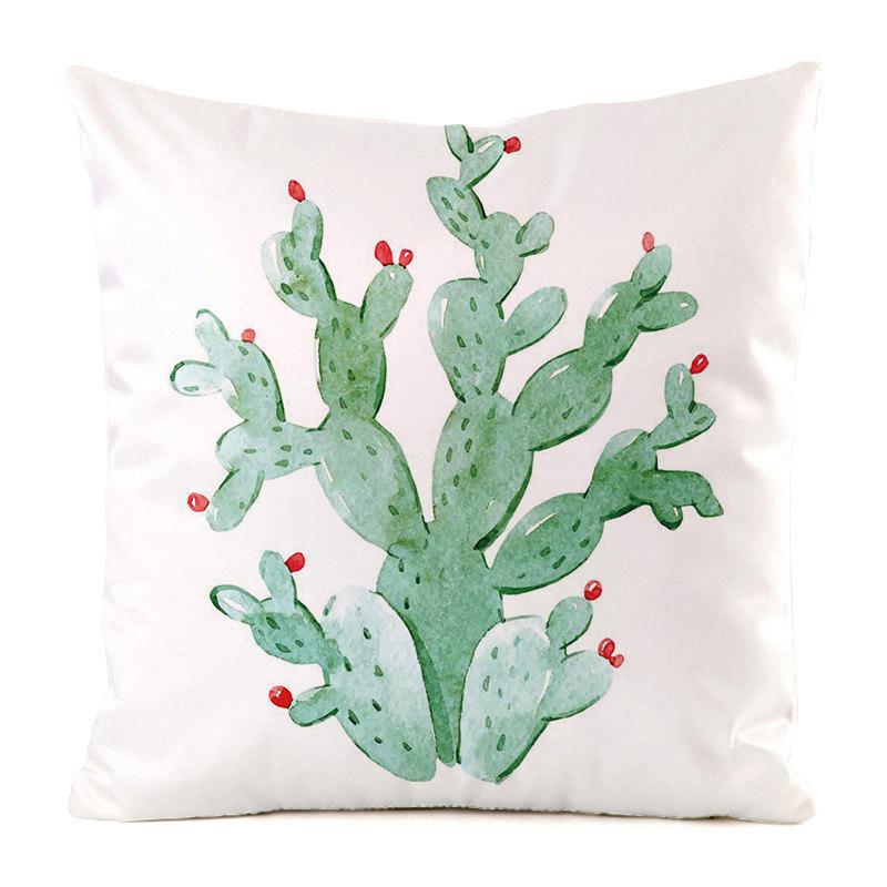 "Fresh and Gentle" Cactus Collection Digital printing short plush pillow covers for car sofa office cushion cover home goods