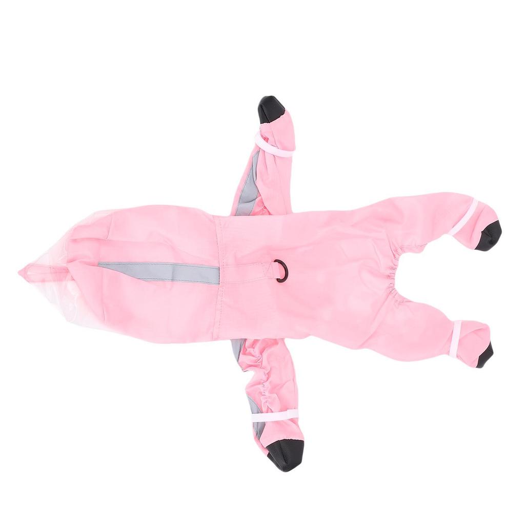 Dog Raincoat with Boots Leash Hole 4 Legged Lightweight Water Proof Dog Rain Jacket Pink M