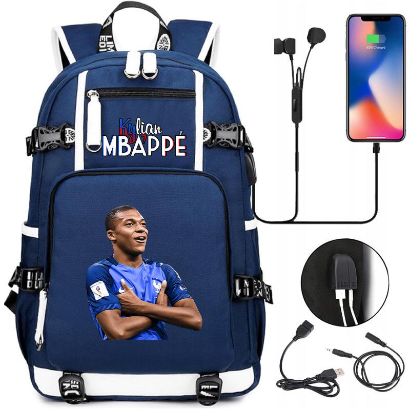 Soccer Print Backpack for Teens Casual Travel USB Charging Student Bookbag Sports Backpack Large Capacity