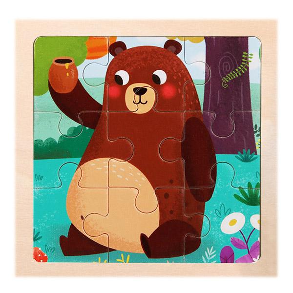 New 9 Piece Montessori Wooden Puzzle Cartoon Dinosaur Transportation Jigsaw 3d Puzzle Early Learning Educational Toys for Kids