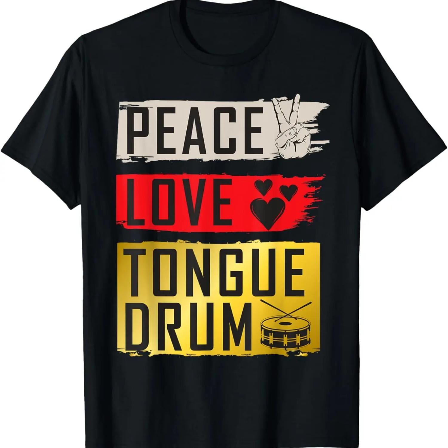 Peace Love Tongue Drum Music Instrument Tongue Drum Players T-Shirt S