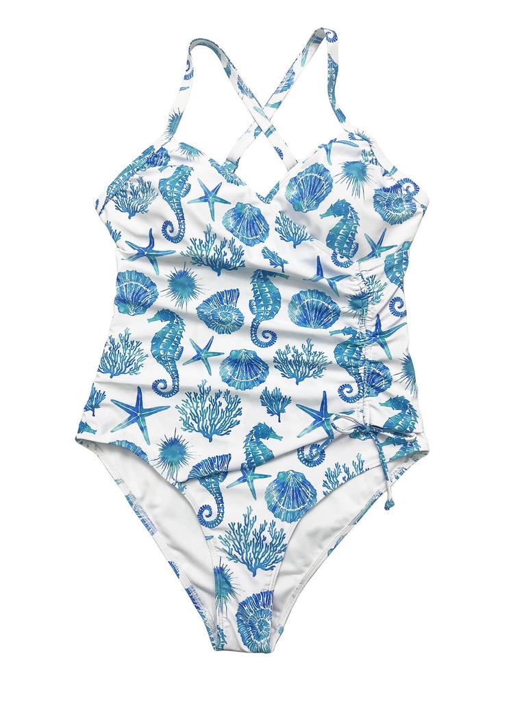 Plus Size Slimming One-Piece Swimsuit – Fashionable Print
