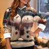 Women's Casual Fashion Plus Velvet Thickened Christmas Print Hooded Sweatshirt
