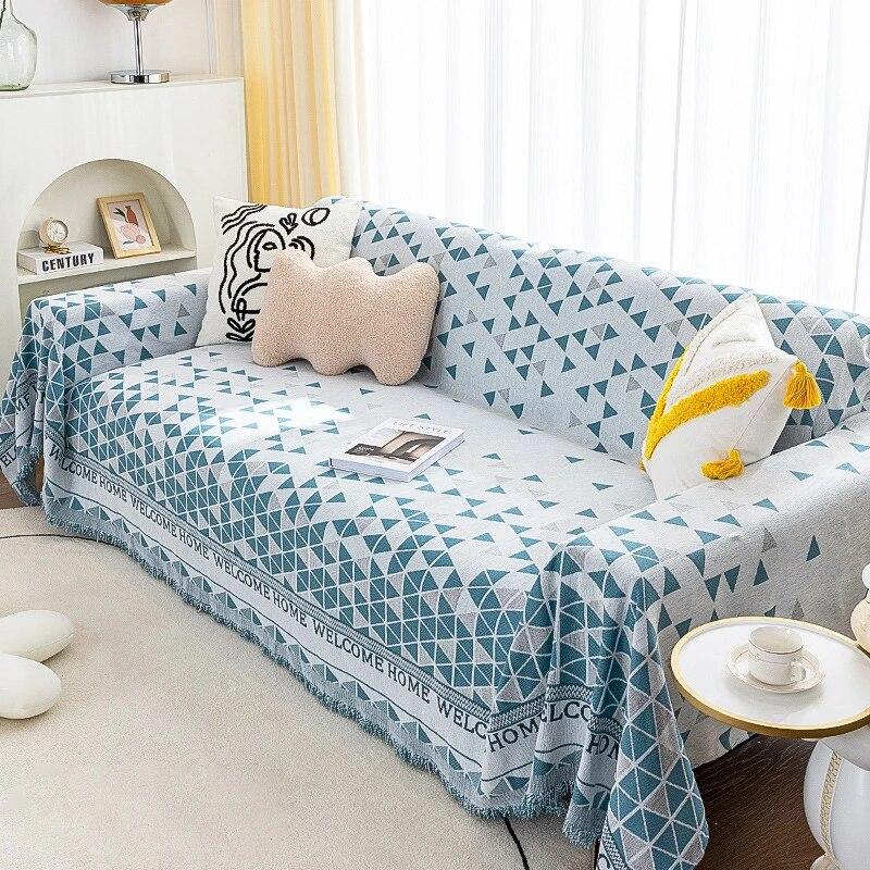 

Мозаичное одеяло с кисточками, одноместное, полное, четырехсезонное, хлопковое, чехол для дивана, защита от пыли и царапин, защита от царапин, диванное одеяло, ковер 180x180cm 1pcs