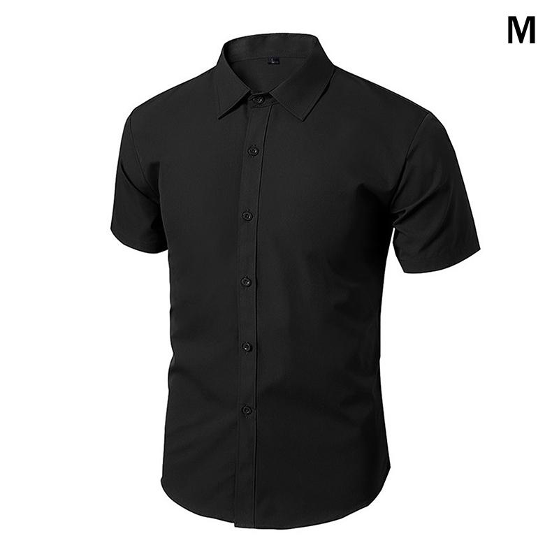 

Чоловіча чорна сорочка з довгим рукавом, з коротким рукавом, однотонна, на ґудзиках, сорочка з високим коміром, базова секція