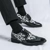 Herren Übergröße Leopardenmuster Formelle Schnür-Brogues Hochzeit Bräutigam Business Anzugschuhe Bequeme Leder Hochzeitsparty Schuh