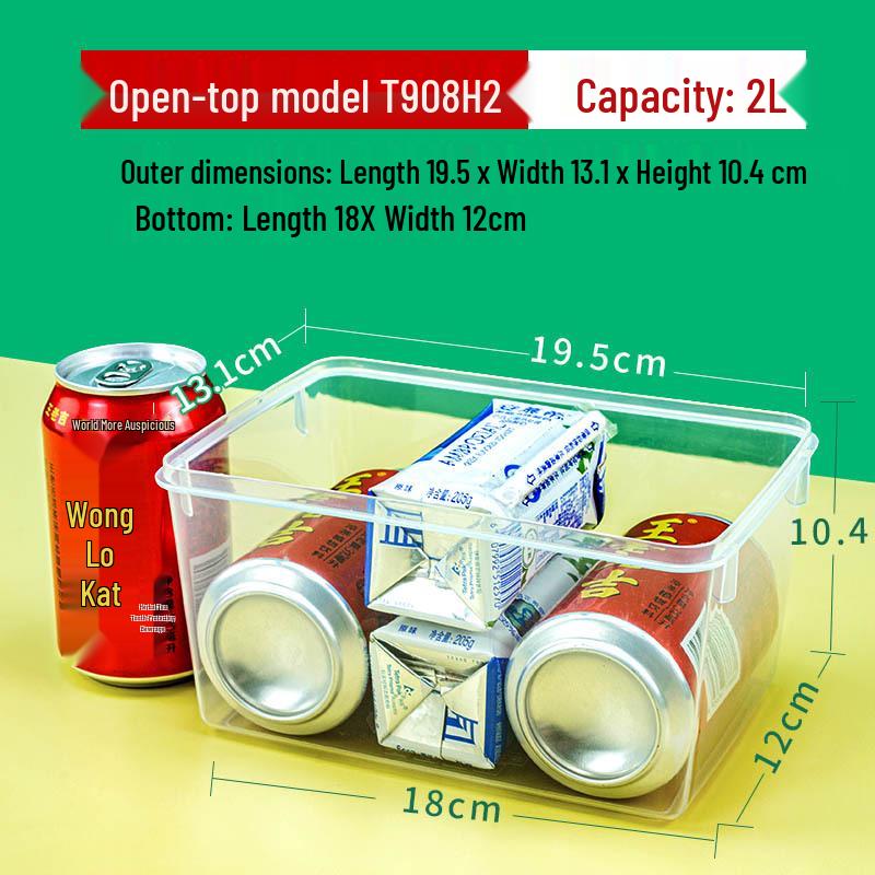 2L Lidless Plastic Storage Box for Kitchen & Refrigerator Dry Goods Organizer